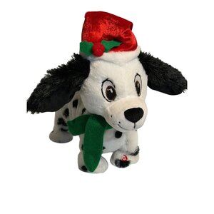 VTG Gemmy Dancing Dalmatian Christmas Plush Dog Santa Hat Scarf 10.5" Gift
